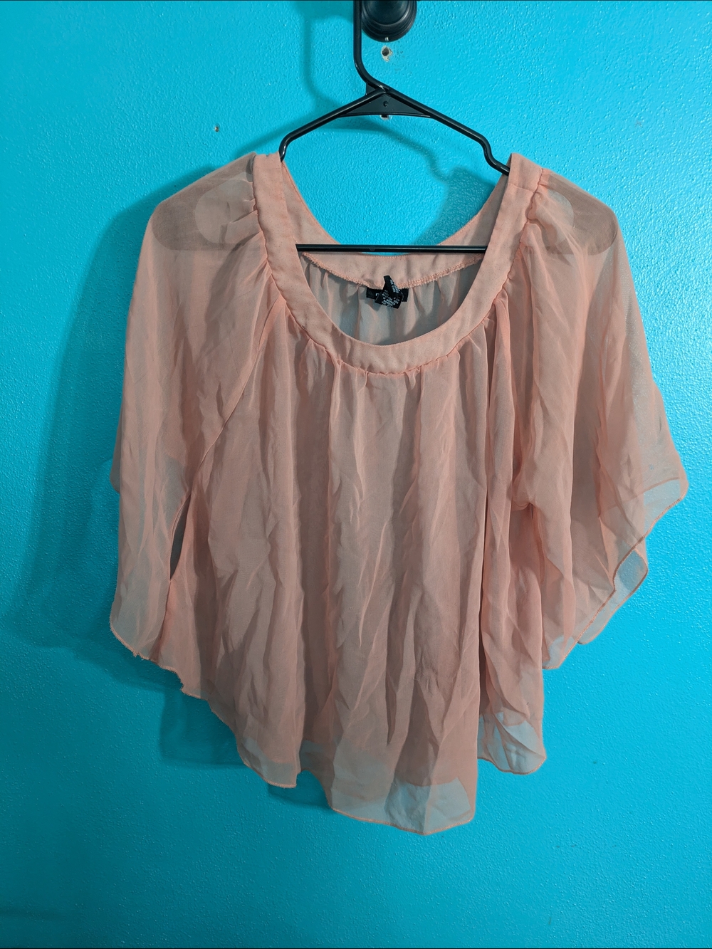 Rue21 Peach Sheer Flutter-Sleeve Blouse